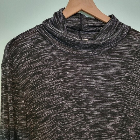 Free People Stonecold Ribbed Heathered Gray Mock Neck Tunic Top Size Large - Picture 5 of 9